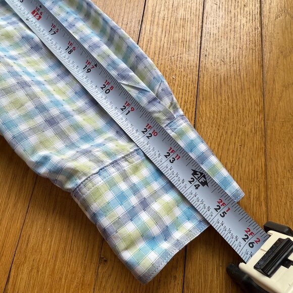 Robert Graham Size M Blue & Green Check Classic Fit Long Sleeve Button-Up Shirt - Picture 12 of 16
